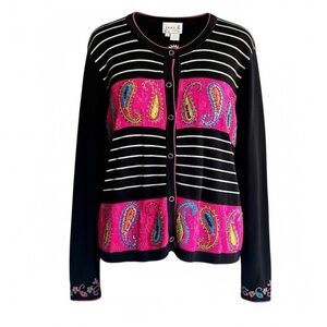 EUC - Just B Women’s Paisley Button Up Cardigan Sweater - Size XL